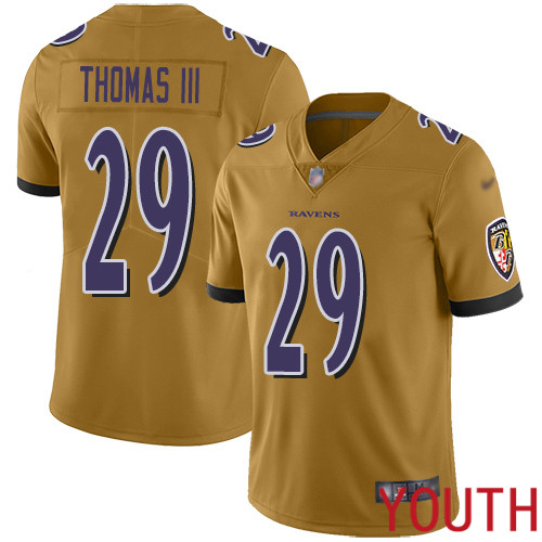Baltimore Ravens Limited Gold Youth Earl Thomas III Jersey NFL Football 29 Inverted Legend